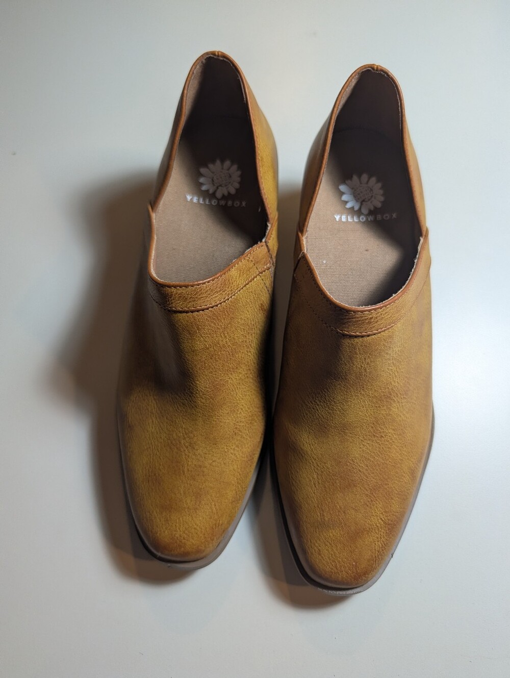Yellow Box Woman's Camel Colored Laynee  Slip-On Ankle Boots Size 6